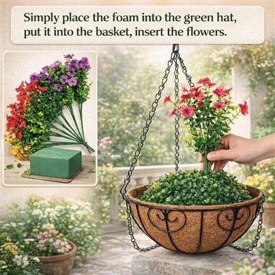 دکور بیرونی سبد گل های مصنوعی مقاوم در برابر اشعه ماوراء بنفش